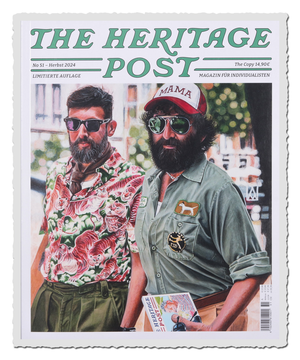 The Heritage Post Ausgabe 51 Herbst 2024 mit zwei Männern im Retro-Look, Lifestyle Magazin für Individualisten